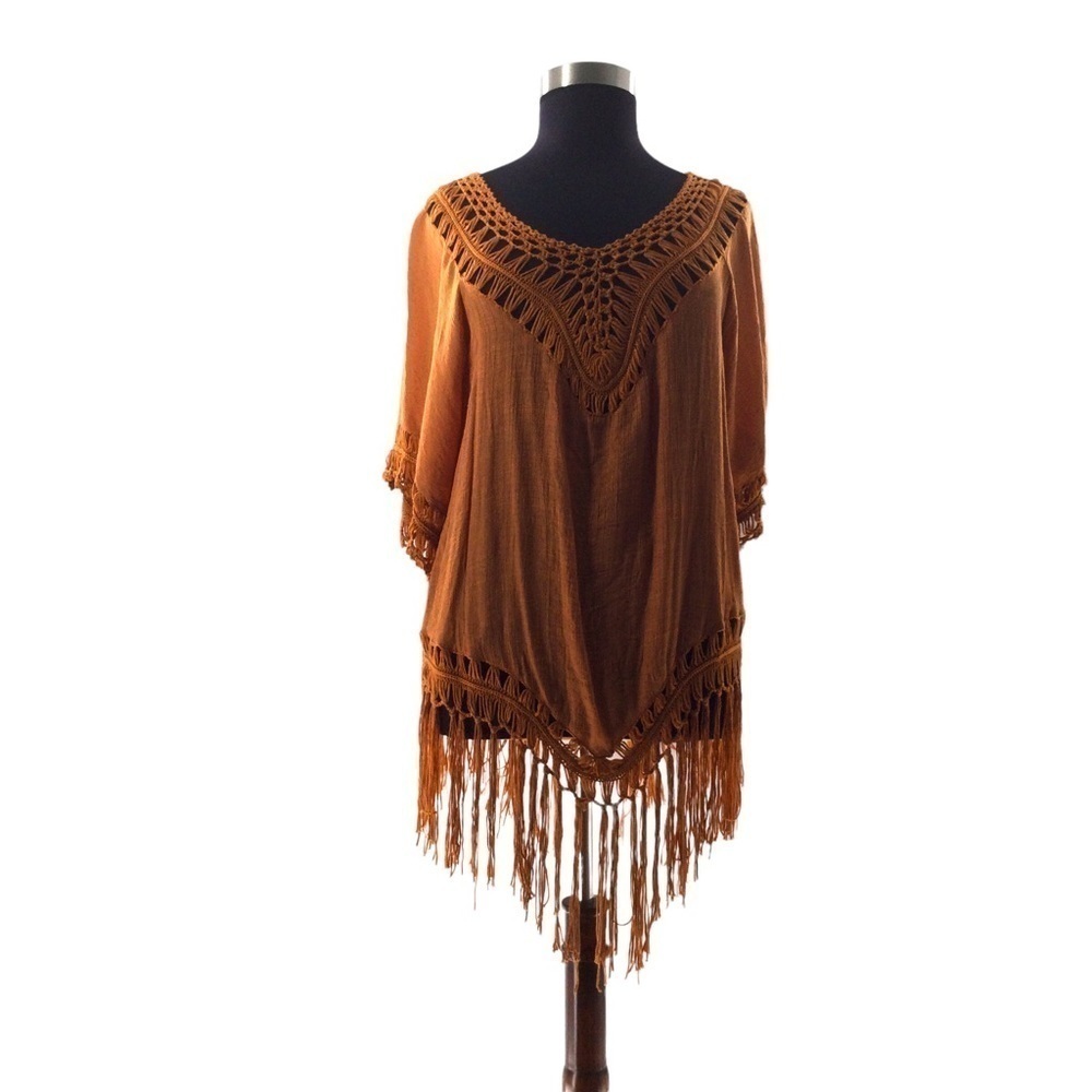 Vivid Imports Crochet &‎ Fringe Top Plus Size